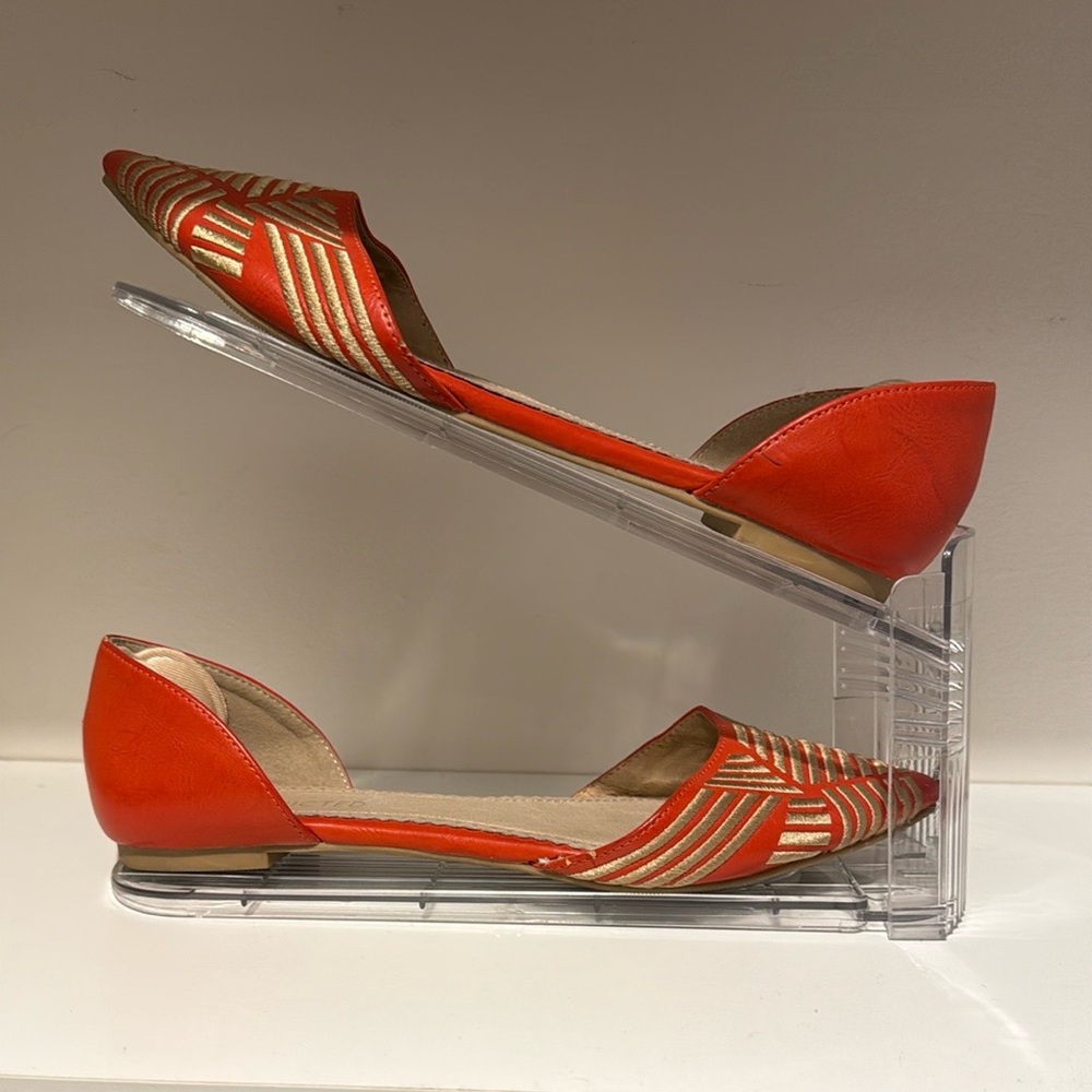 Restricted Red and Gold Flats with Chevron Design